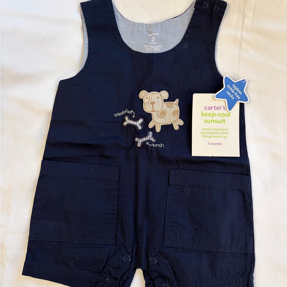 NWT Carter's Navy Blue Baby Romper with Dog 🐶